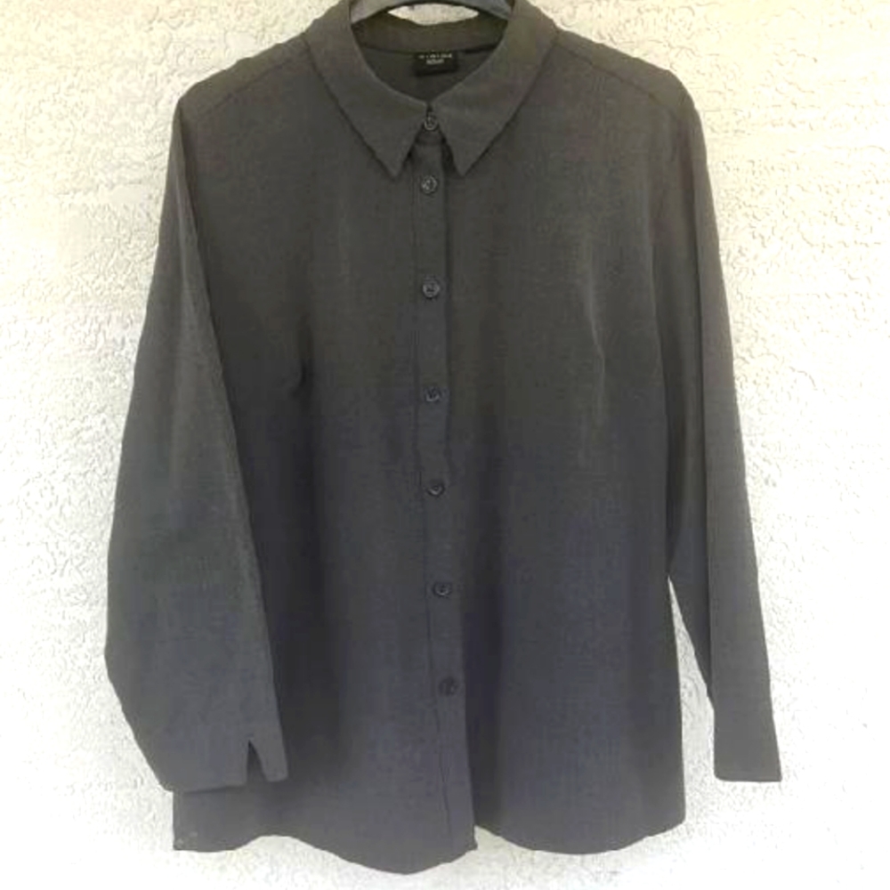 Women's George Gray Button Up Collared Dress Top